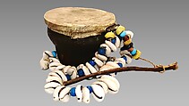 Baz, metal, skin, bead, cowrie shell, and cord, Egyptian